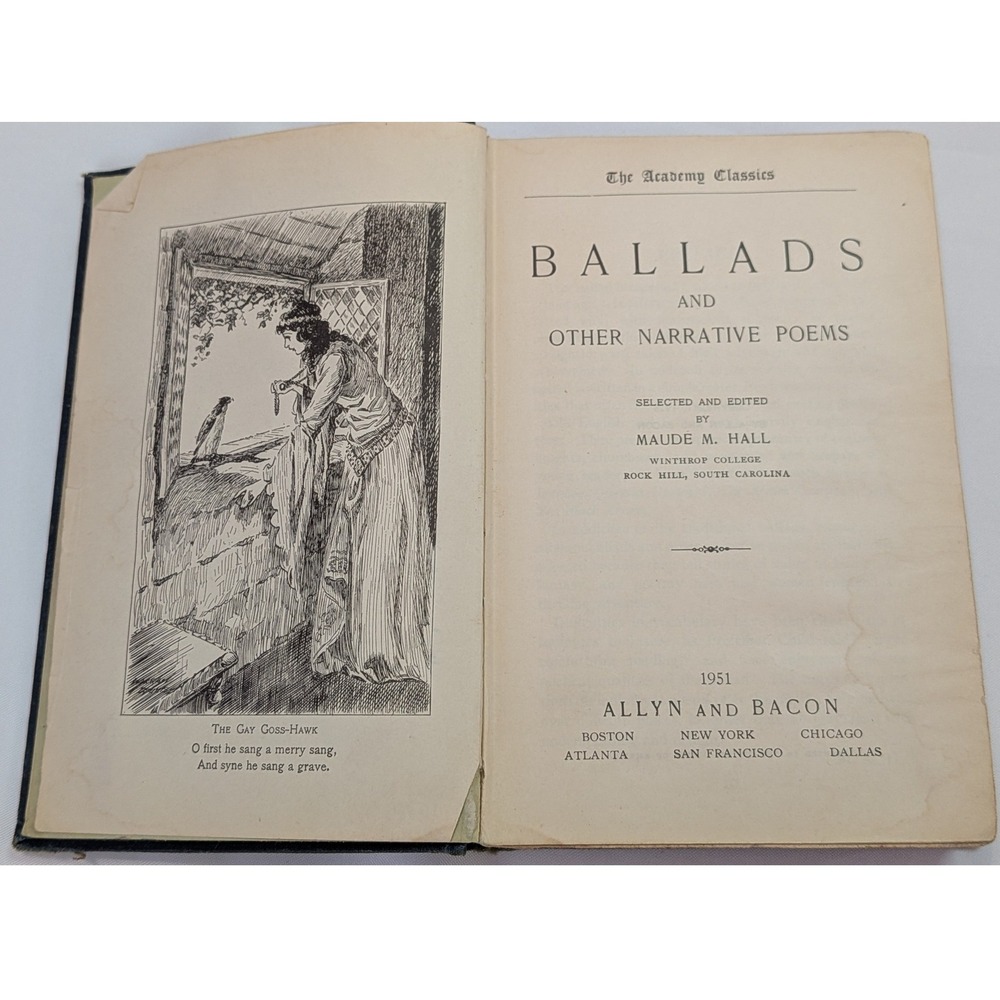 Allyn and Bacon Ballads and Other Narrative Poems 1951 Blue Hardcover  1928 c - Picture 3 of 7